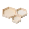3 Pieces Wooden Hexagon Shape Necklace Jewelry Display Tray Showcase L/M/S Size