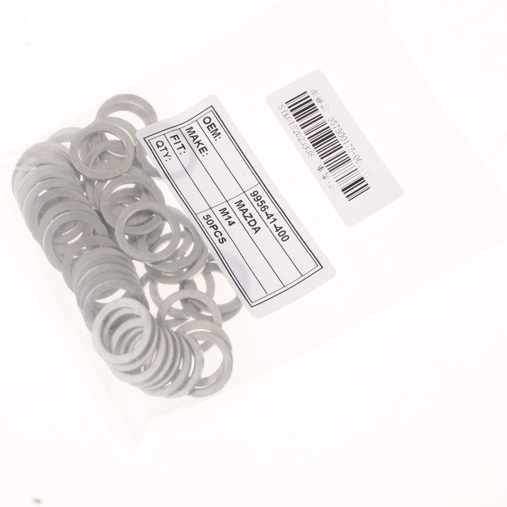 50Pcs M14 Aluminum Metal Oil Drain Plug Crush Washers Gaskets For Mazda 9956-41-400