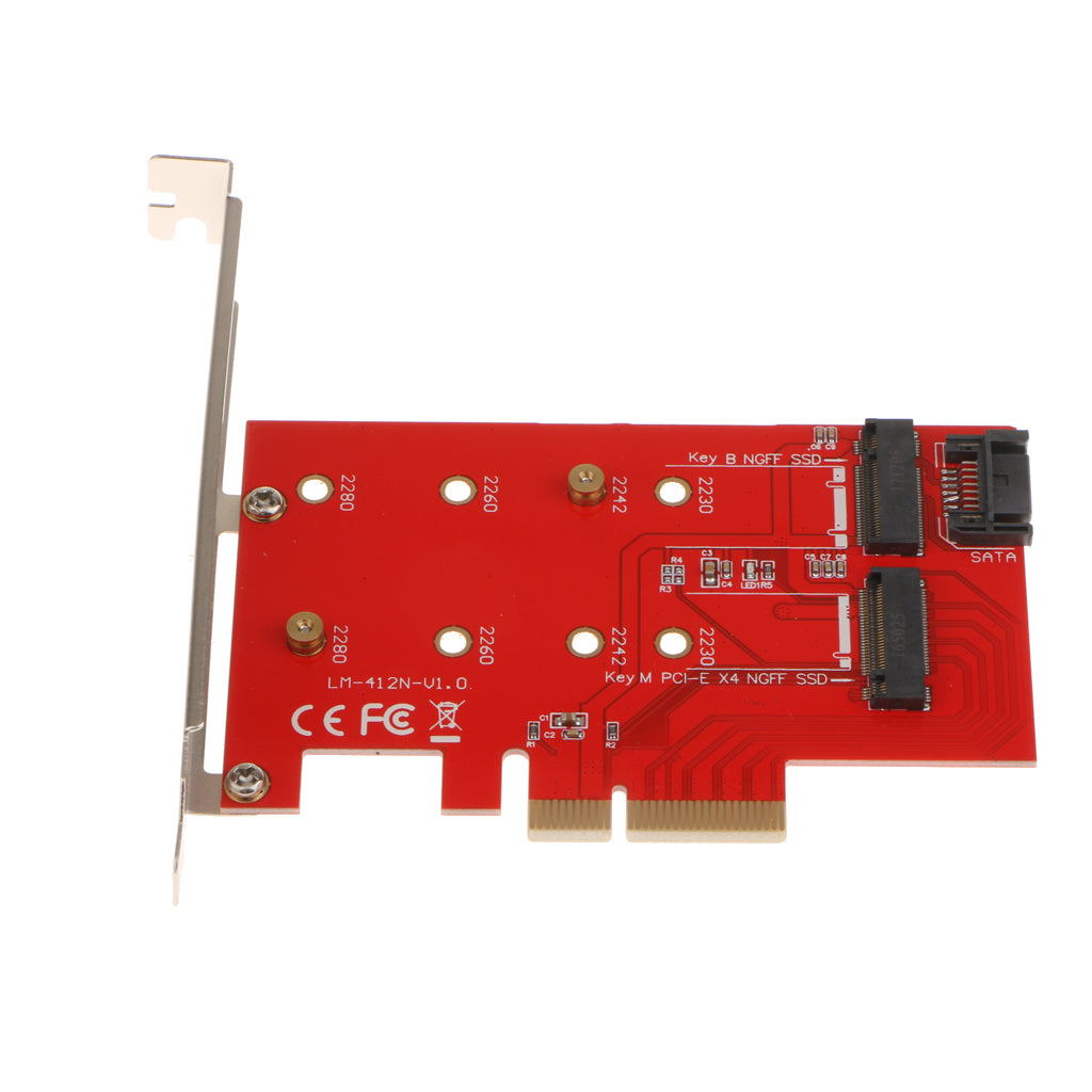 2 Port NGFF M.2 B+M Key SSD to PCI-E PCI Express 4X 4 Lane Adapter Card