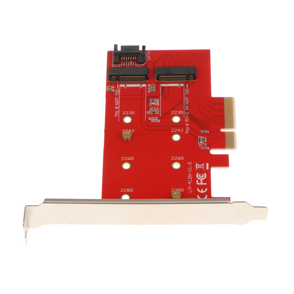 2 Port NGFF M.2 B+M Key SSD to PCI-E PCI Express 4X 4 Lane Adapter Card