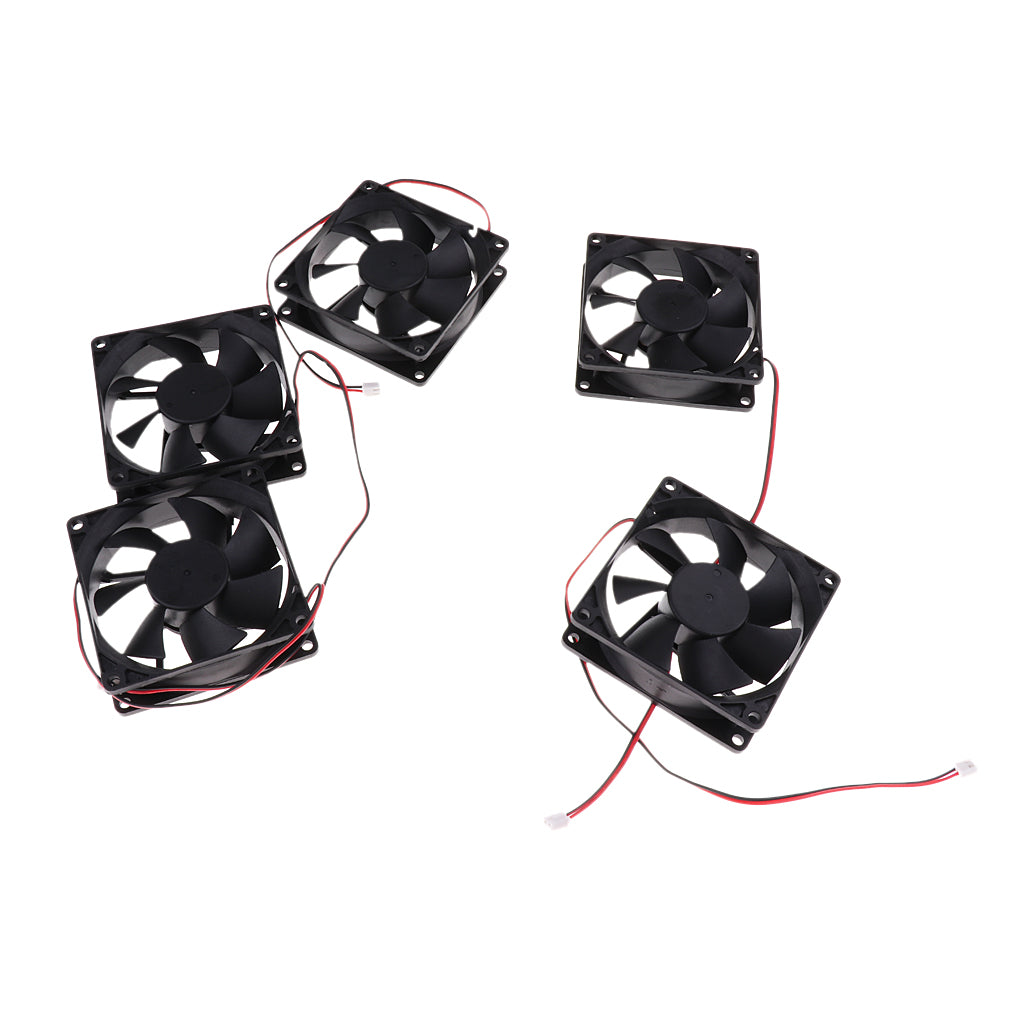 8025 80*80*25mm Cooling Fan Black for PC Case CPU Cooler Set of 5 (DC12V)