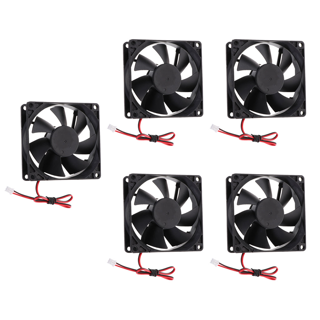 8025 80*80*25mm Cooling Fan Black for PC Case CPU Cooler Set of 5 (DC12V)