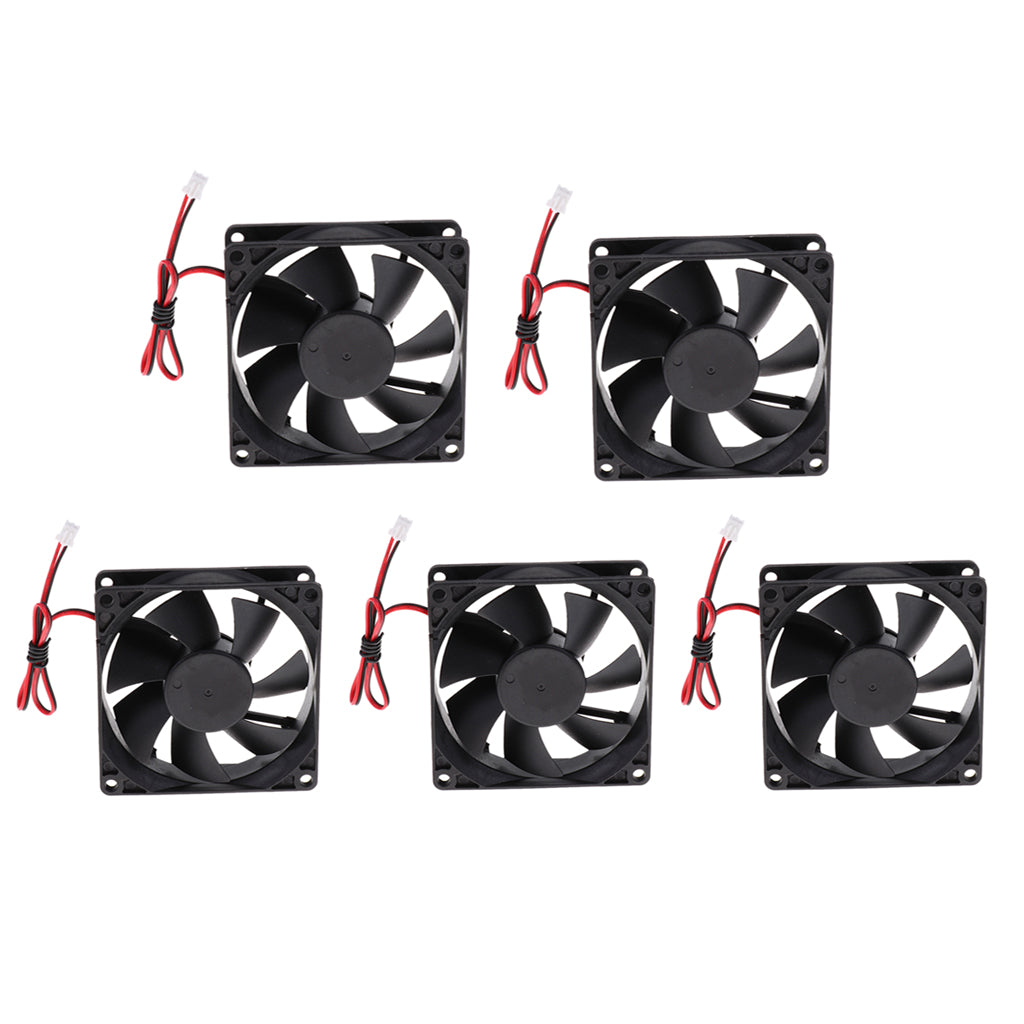 8025 80*80*25mm Cooling Fan Black for PC Case CPU Cooler Set of 5 (DC12V)