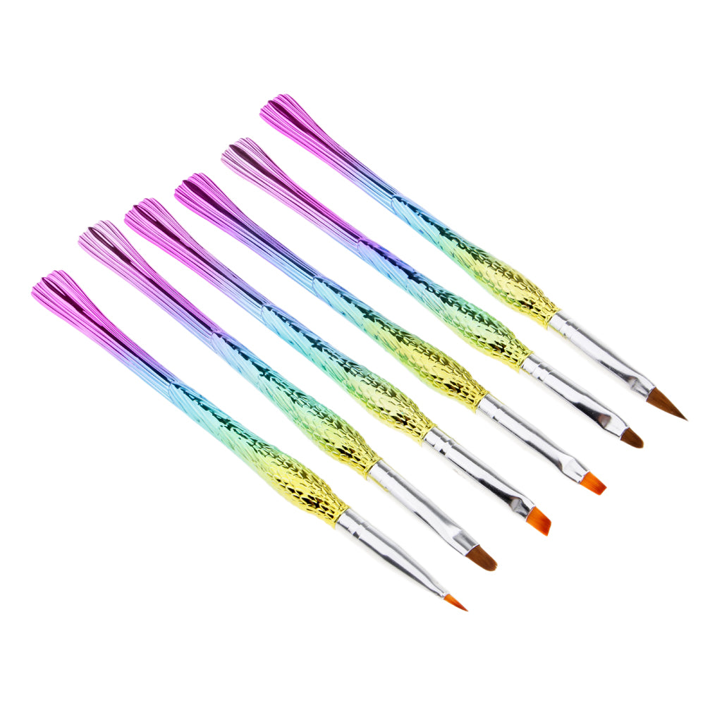 6 Piece Mermaid Tail UV Gel Polish Nail Art Drawing Painting Pen Brushes Professional Set