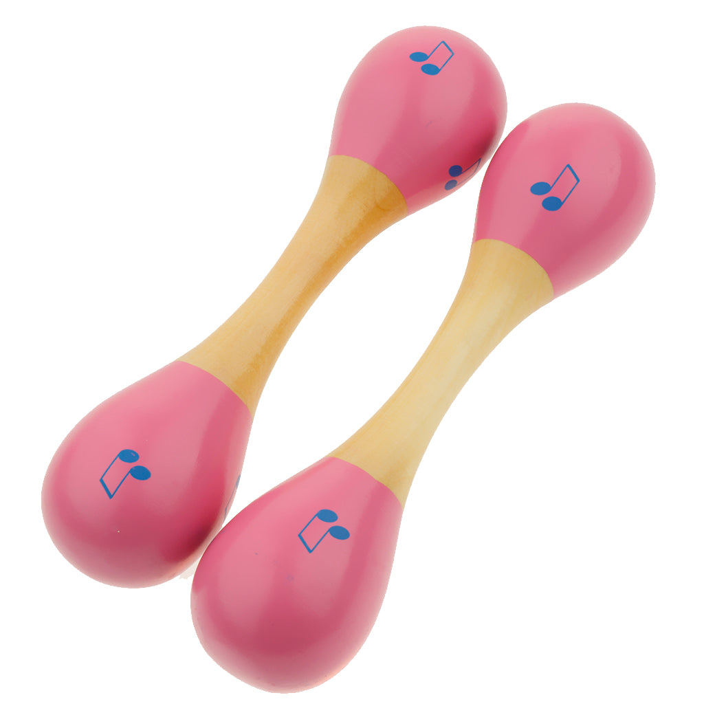 Wooden Sand Hammer Egg Rattle Shakers for Kids Children Musical Toy, Pair