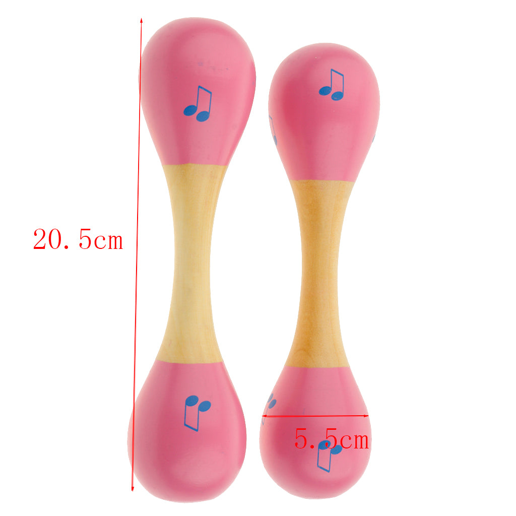 Wooden Sand Hammer Egg Rattle Shakers for Kids Children Musical Toy, Pair