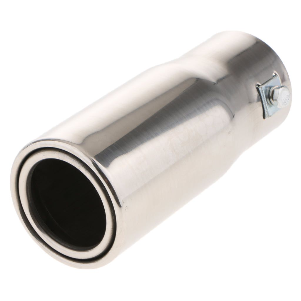 30-50mm Inlet 63mm Outlet Stainless Steel Exhaust Pipe Tail Muffler Silencer Silver