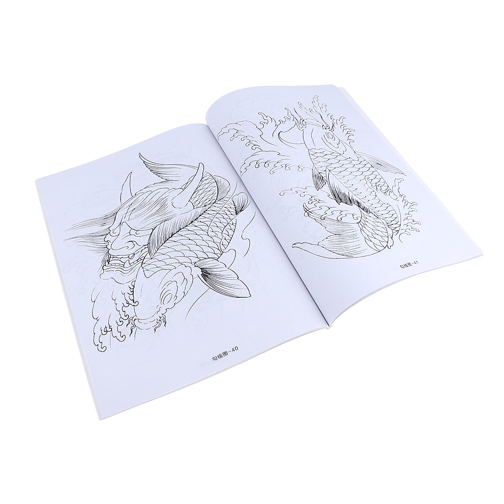 Original Various Kinds Koi Tattoos Book, Tattoos Inspired Coloring, Body Art