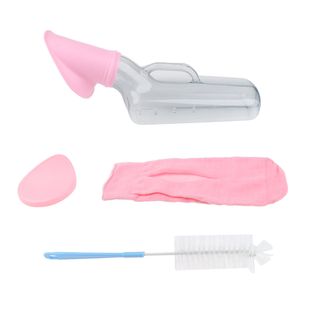 Plastic Portable Female Car Urinal Bottle Emergency Toilet Pouch Elderly Chamber Pot Pink Fit for Long Trips, Traffic Jam