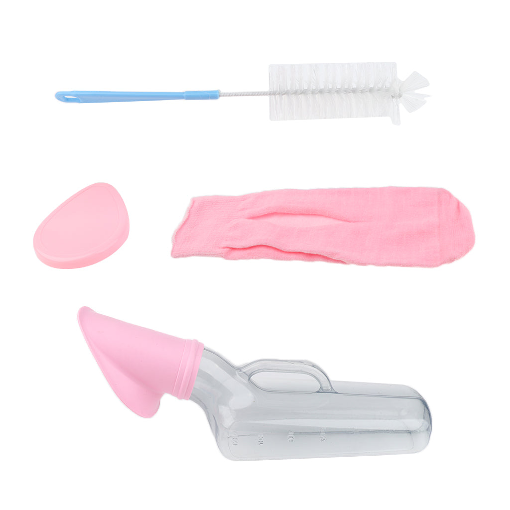 Plastic Portable Female Car Urinal Bottle Emergency Toilet Pouch Elderly Chamber Pot Pink Fit for Long Trips, Traffic Jam