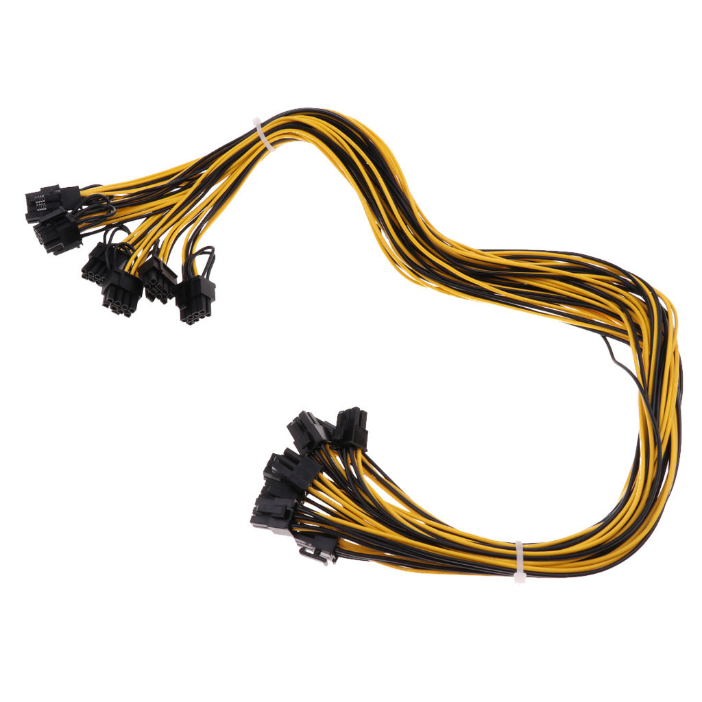 8Pcs PCI-E 6Pin to 6+2Pin Cables 27.5Inch Length(70CM) Male to Male for GPU