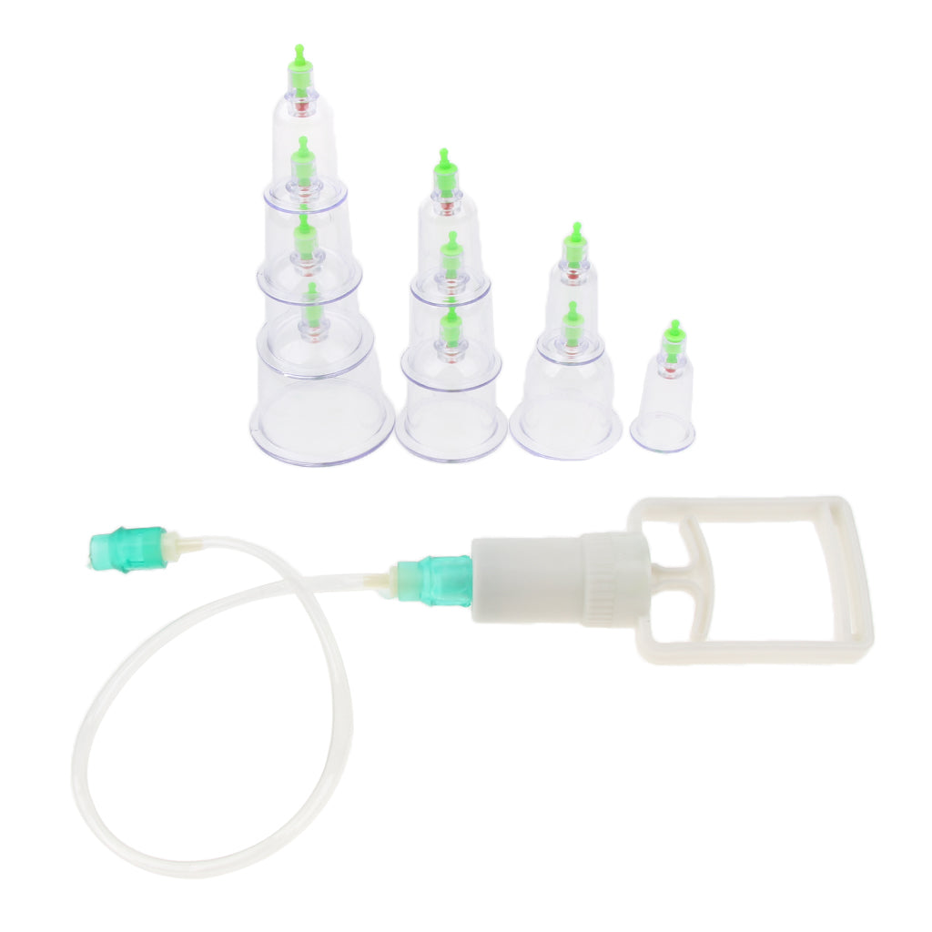 10 Pieces Magnet Anti Cellulite Massage Vacuum Cupping Cup Acupuncture With Suction Pump Kit