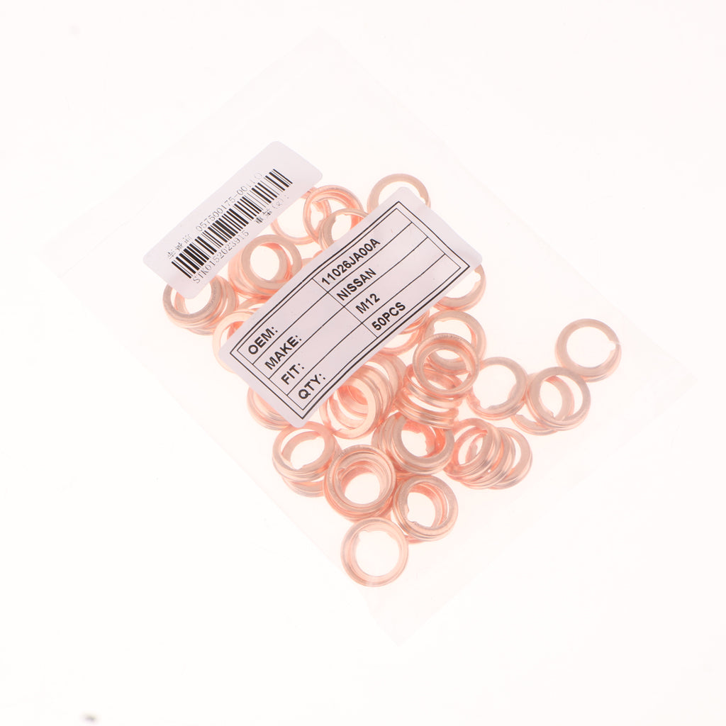 50Pcs M12 Metal Copper Oil Drain Plug Crush Washers Gaskets For NISSAN