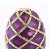 Vintage Violet Enamel Egg Shaped Trinket Jewelry Box Ring Holder Box