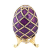 Vintage Violet Enamel Egg Shaped Trinket Jewelry Box Ring Holder Box