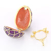 Vintage Violet Enamel Egg Shaped Trinket Jewelry Box Ring Holder Box