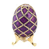 Vintage Violet Enamel Egg Shaped Trinket Jewelry Box Ring Holder Box