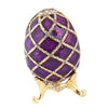 Vintage Violet Enamel Egg Shaped Trinket Jewelry Box Ring Holder Box