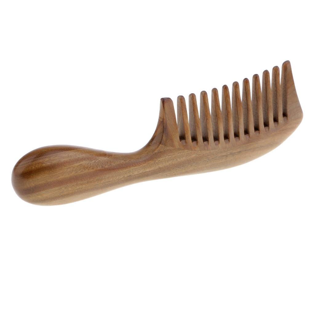 Natural Green Sandalwood Wooden Comb Massage Hair Care Wood Comb Antistatic Wide Tooth