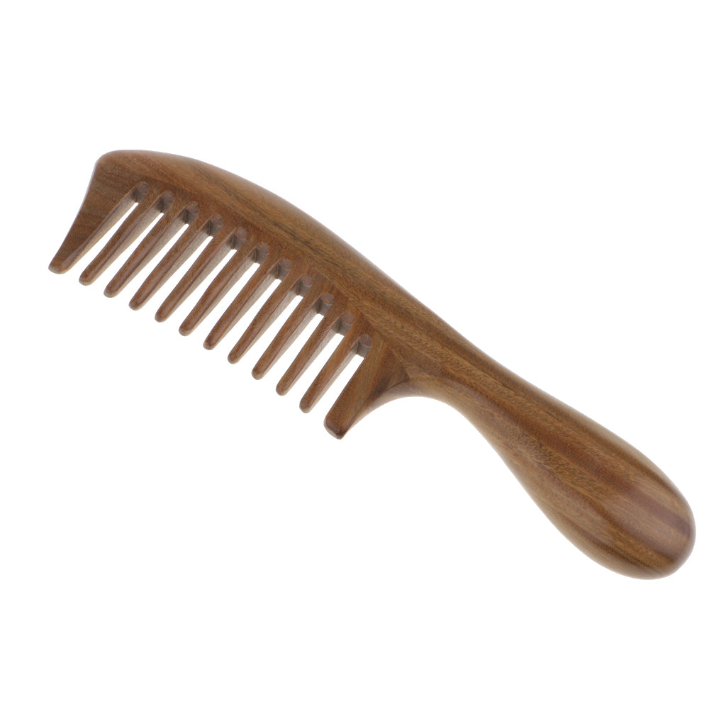 Natural Green Sandalwood Wooden Comb Massage Hair Care Wood Comb Antistatic Wide Tooth