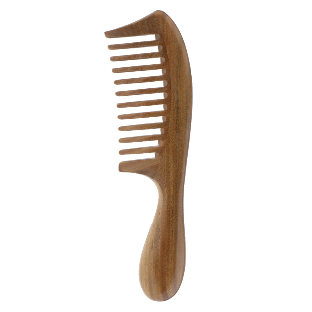 Natural Green Sandalwood Wooden Comb Massage Hair Care Wood Comb Antistatic Wide Tooth