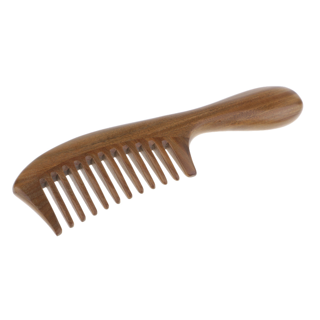 Natural Green Sandalwood Wooden Comb Massage Hair Care Wood Comb Antistatic Wide Tooth