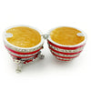 Vintage Rhinestones Stars And Stripes Egg Shaped Enamel Trinket Jewelry Box Ring Holder