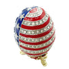 Vintage Rhinestones Stars And Stripes Egg Shaped Enamel Trinket Jewelry Box Ring Holder