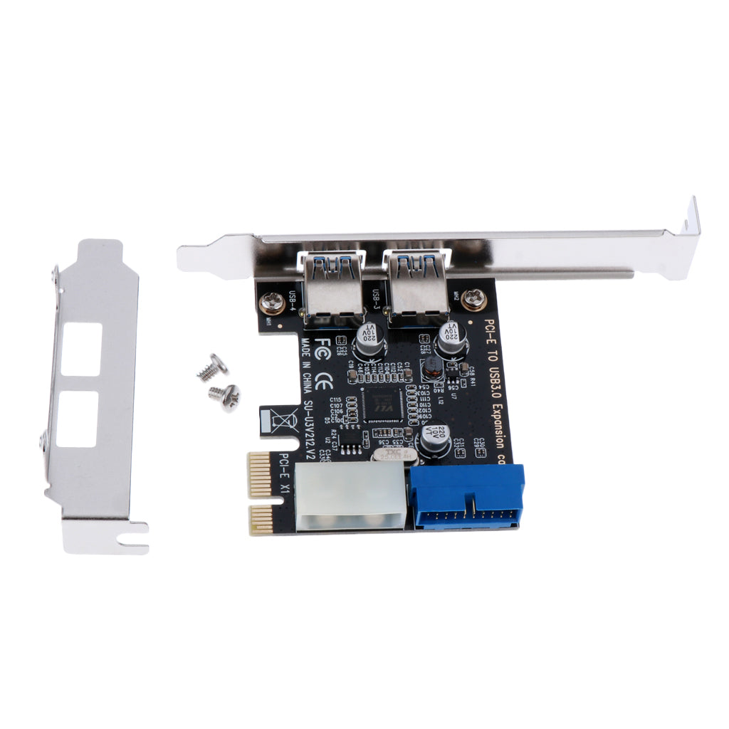 PCI-E to USB 3.0 2 Port PCI Express Expansion Card Adapter 19Pin Power Connector