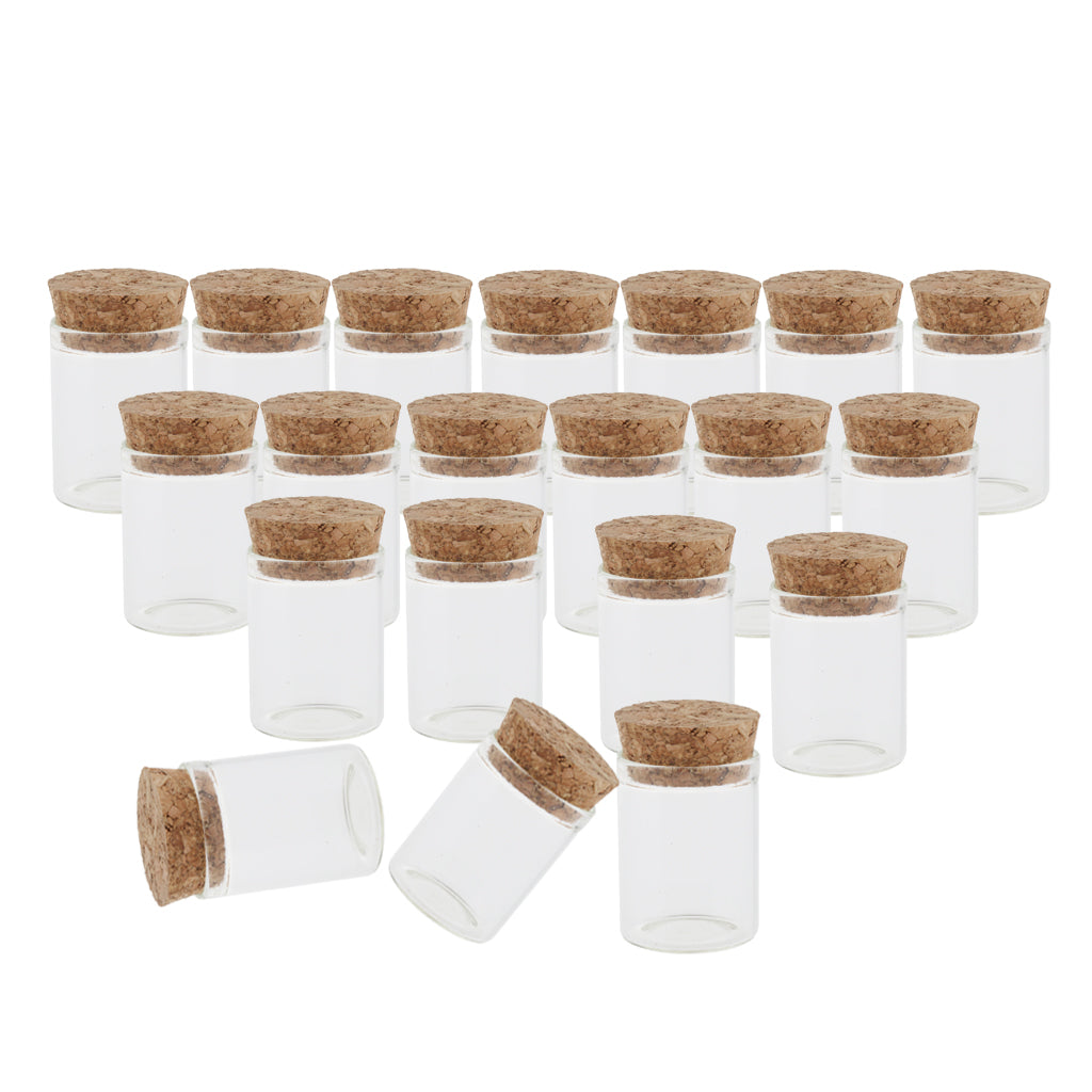 Mini Clear Glass Bottles with Cork Stoppers for Message, Crafts, Projects,Christmas Decoration,10ml Glass Test Tubes (20 Pack), 2.9cm