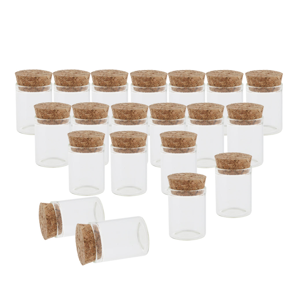 Mini Clear Glass Bottles with Cork Stoppers for Message, Crafts, Projects,Christmas Decoration,10ml Glass Test Tubes (20 Pack), 2.9cm