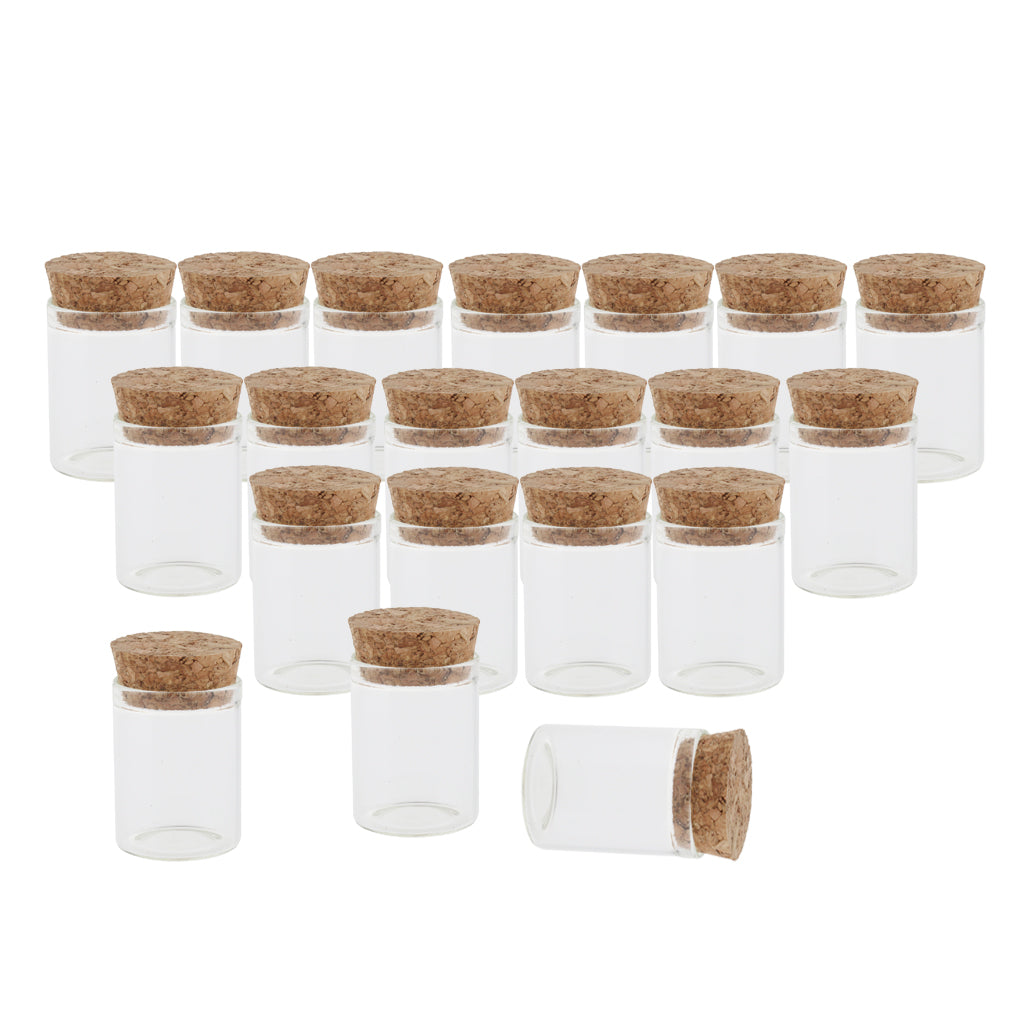 Mini Clear Glass Bottles with Cork Stoppers for Message, Crafts, Projects,Christmas Decoration,10ml Glass Test Tubes (20 Pack), 2.9cm