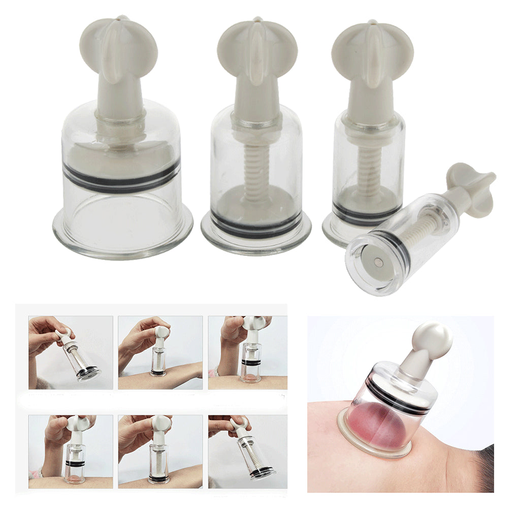 Chinese Cupping Set, 4 Pcs Twist Massage Vacuum Suction Cups for Salon or Home Use, Anti Cellulite and Pain Ease