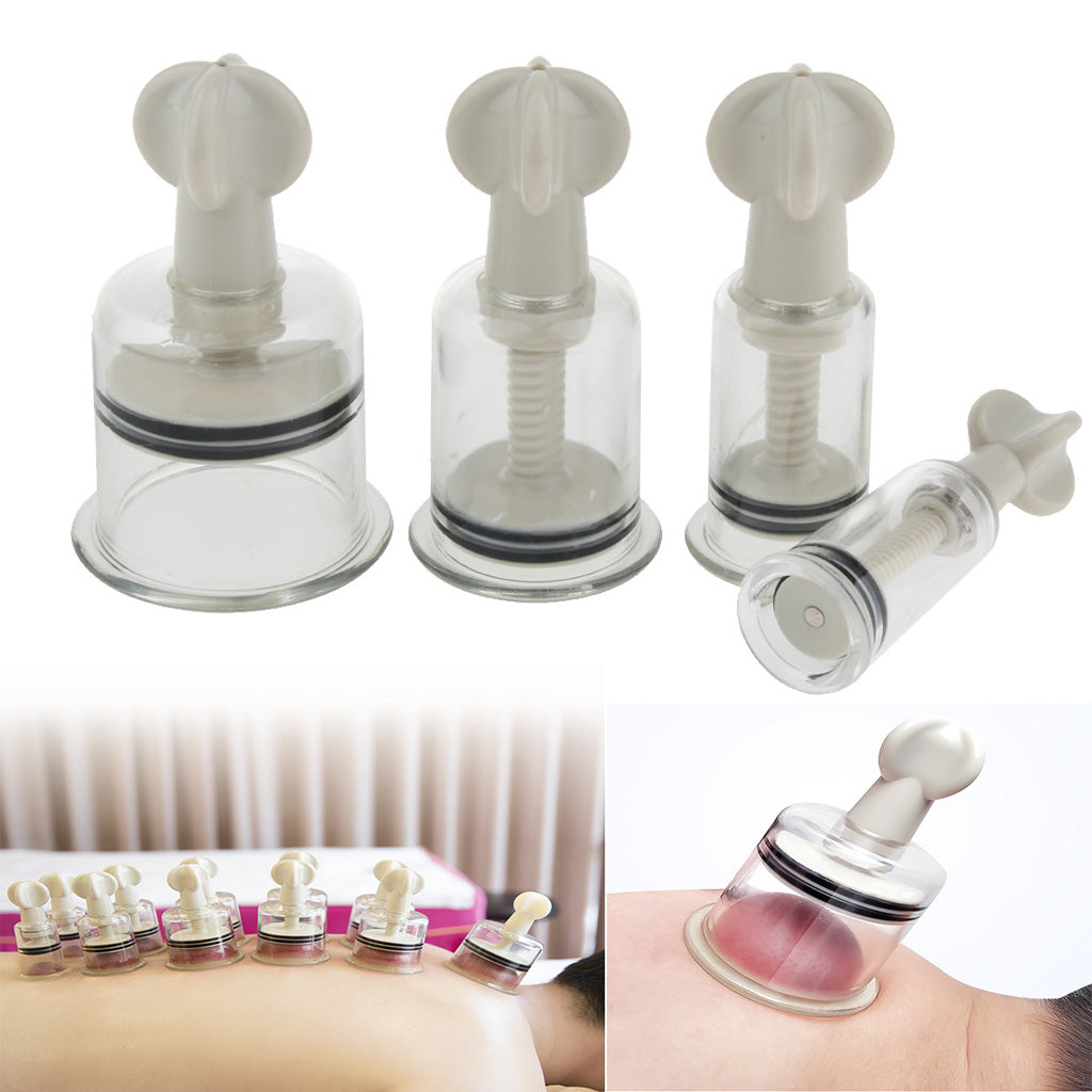 Chinese Cupping Set, 4 Pcs Twist Massage Vacuum Suction Cups for Salon or Home Use, Anti Cellulite and Pain Ease