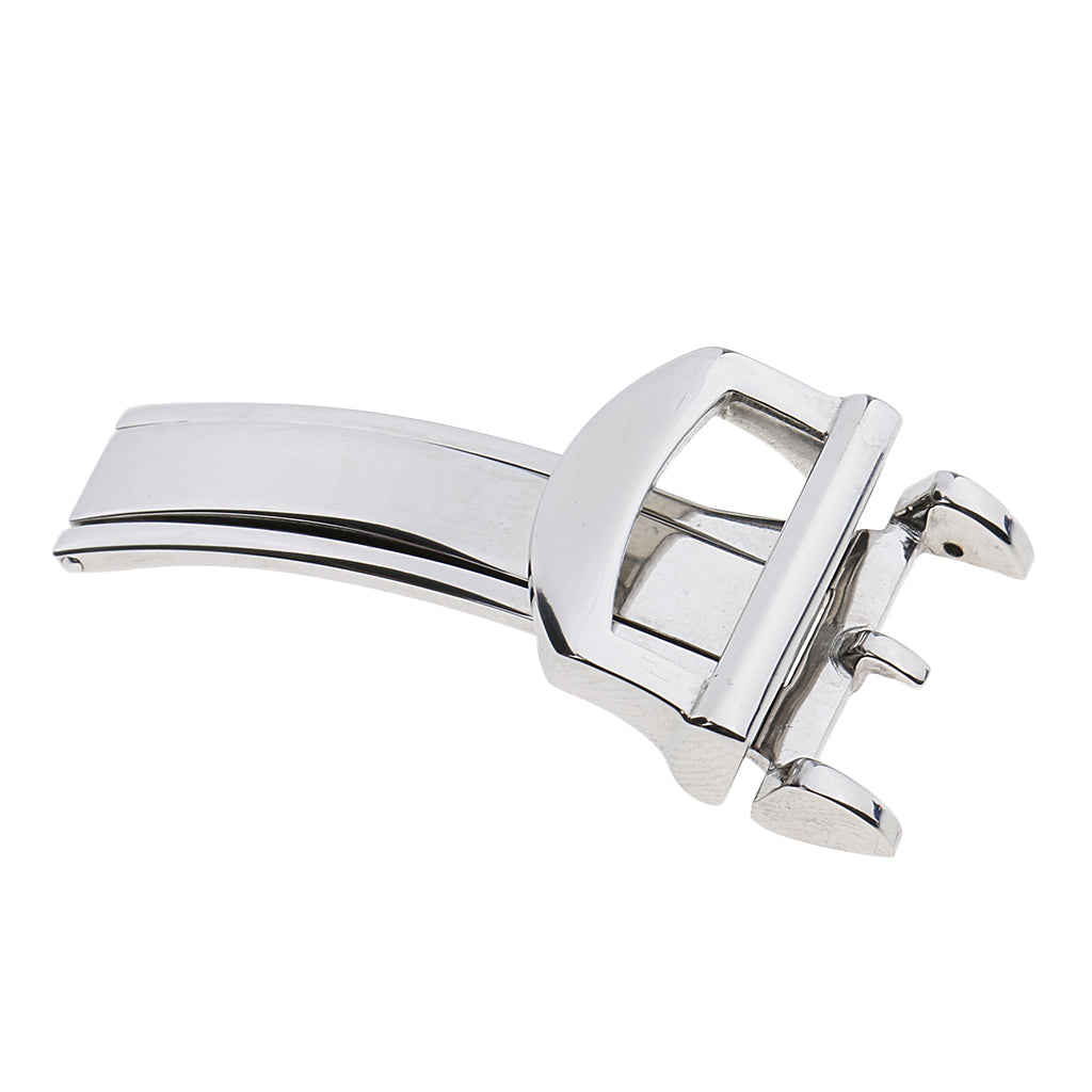 16mm Silver Stainless Steel Deployment Clasp Folding Buckle For Leather Watch Band Strap