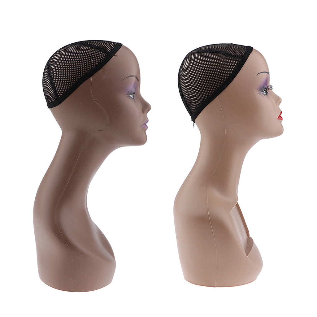 Mannequin Head Coffee Female Professional Cosmetology for Wig Making, Display Wigs, Eyeglasses, Hats