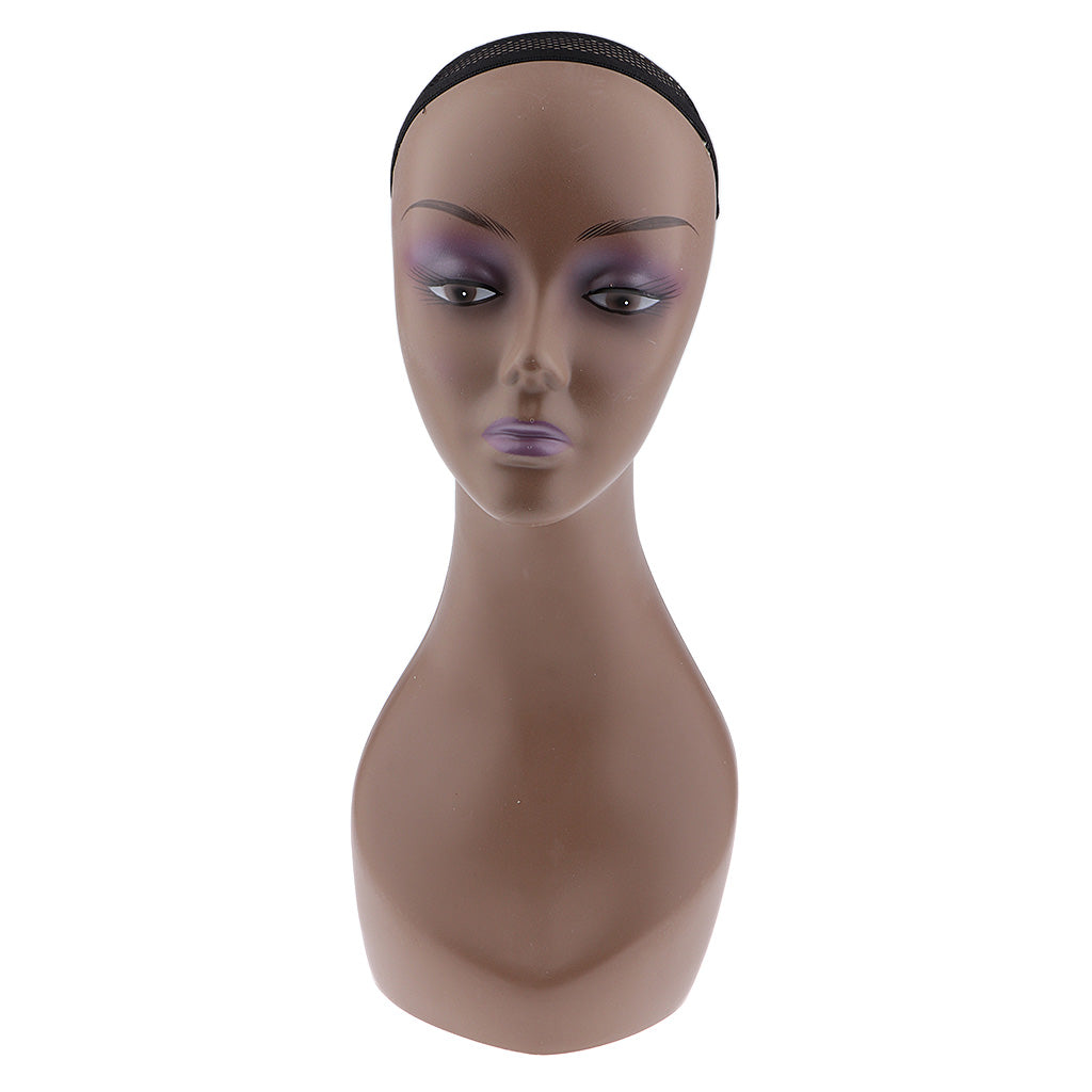 Mannequin Head Coffee Female Professional Cosmetology for Wig Making, Display Wigs, Eyeglasses, Hats