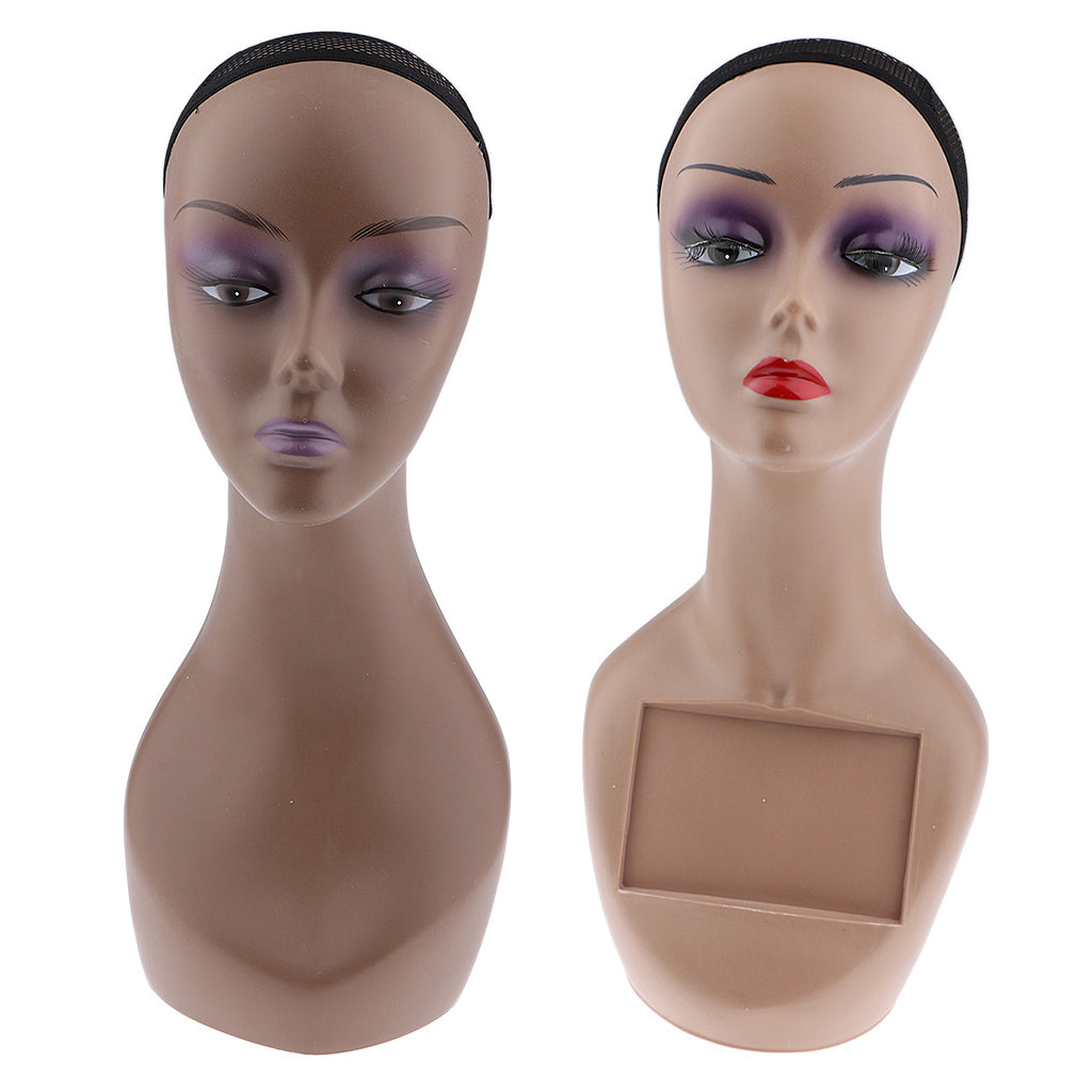 Mannequin Head Coffee Female Professional Cosmetology for Wig Making, Display Wigs, Eyeglasses, Hats