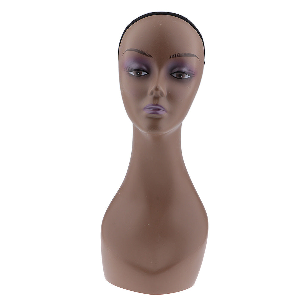 Mannequin Head Coffee Female Professional Cosmetology for Wig Making, Display Wigs, Eyeglasses, Hats