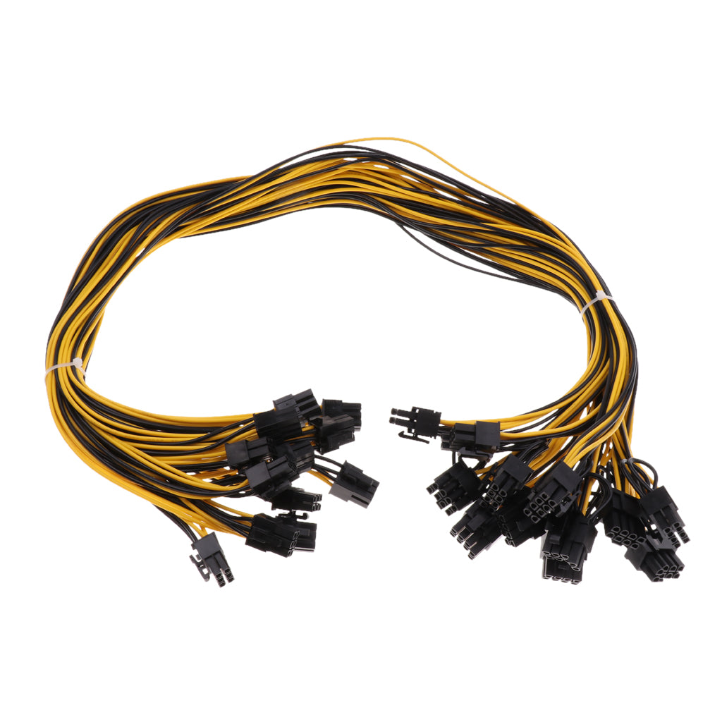 12Pcs PCI-E 6Pin to 6+2Pin Cables 27.5Inch Length(70CM) Male to Male for GPU