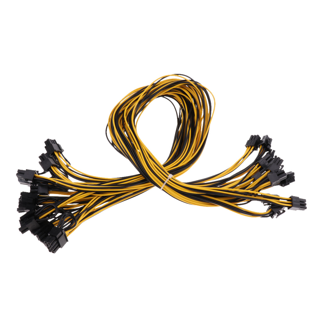 12Pcs PCI-E 6Pin to 6+2Pin Cables 27.5Inch Length(70CM) Male to Male for GPU