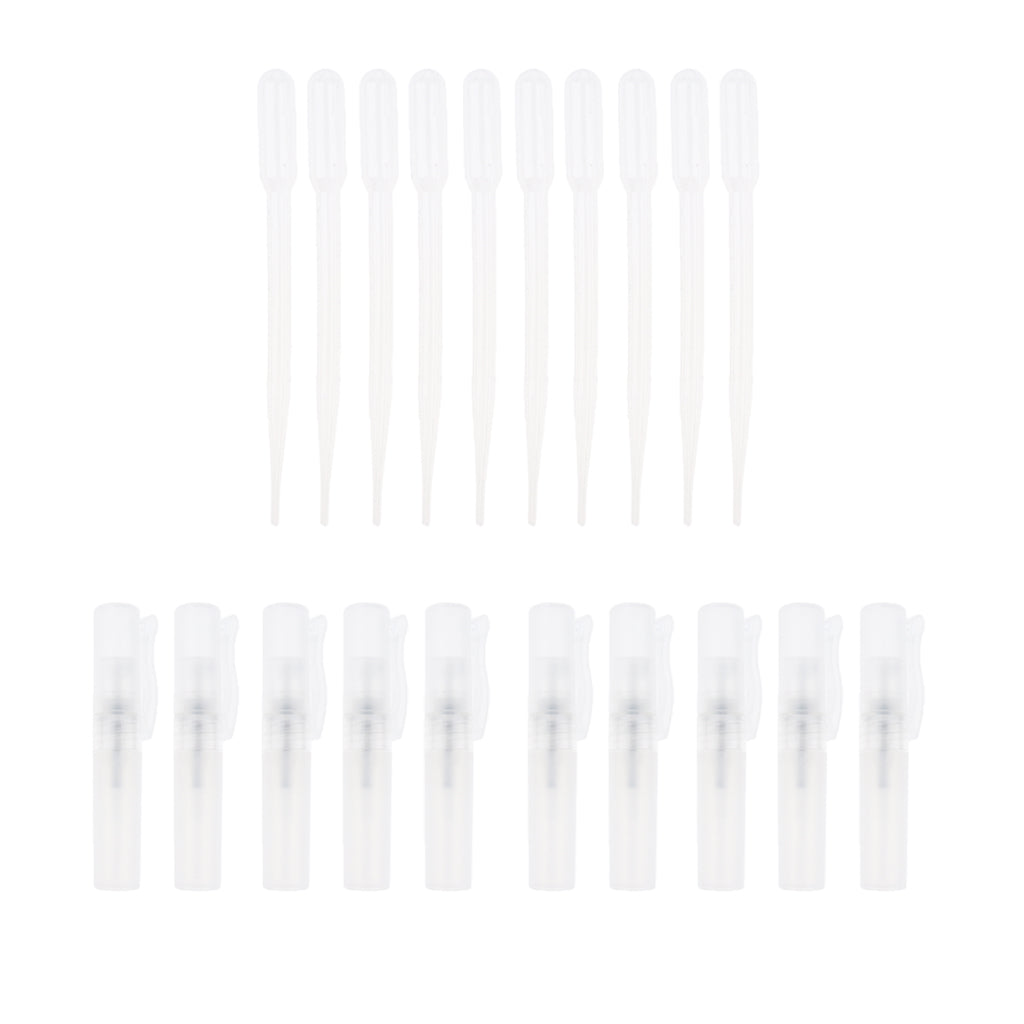 10pcs Disposable Graduated Plastic Transfer Pipettes + 10pcs Travel Aromatherapy Spray Mist Bottles