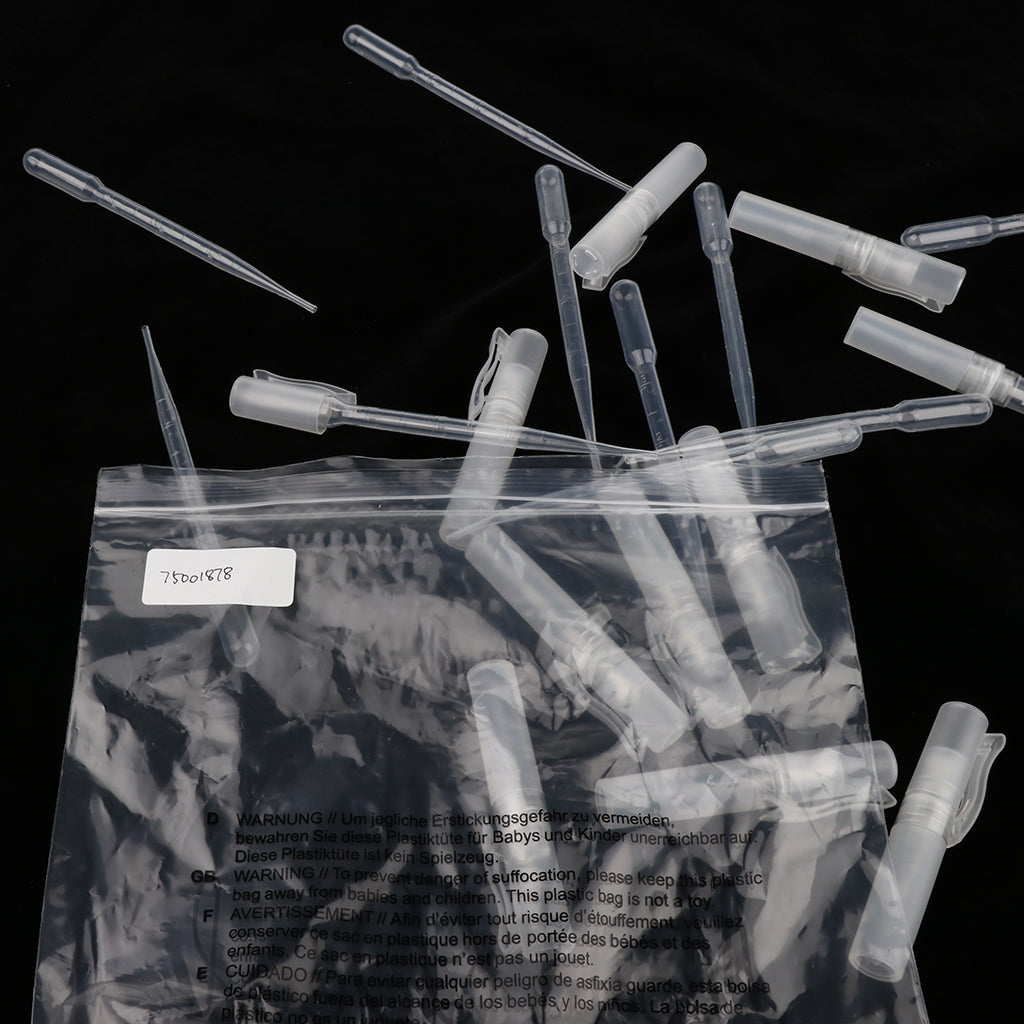 10pcs Disposable Graduated Plastic Transfer Pipettes + 10pcs Travel Aromatherapy Spray Mist Bottles