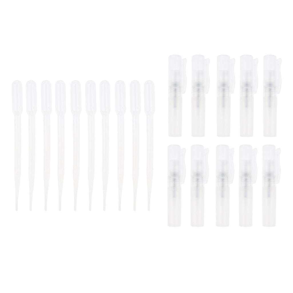 10pcs Disposable Graduated Plastic Transfer Pipettes + 10pcs Travel Aromatherapy Spray Mist Bottles