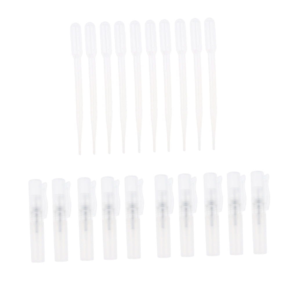 10pcs Disposable Graduated Plastic Transfer Pipettes + 10pcs Travel Aromatherapy Spray Mist Bottles