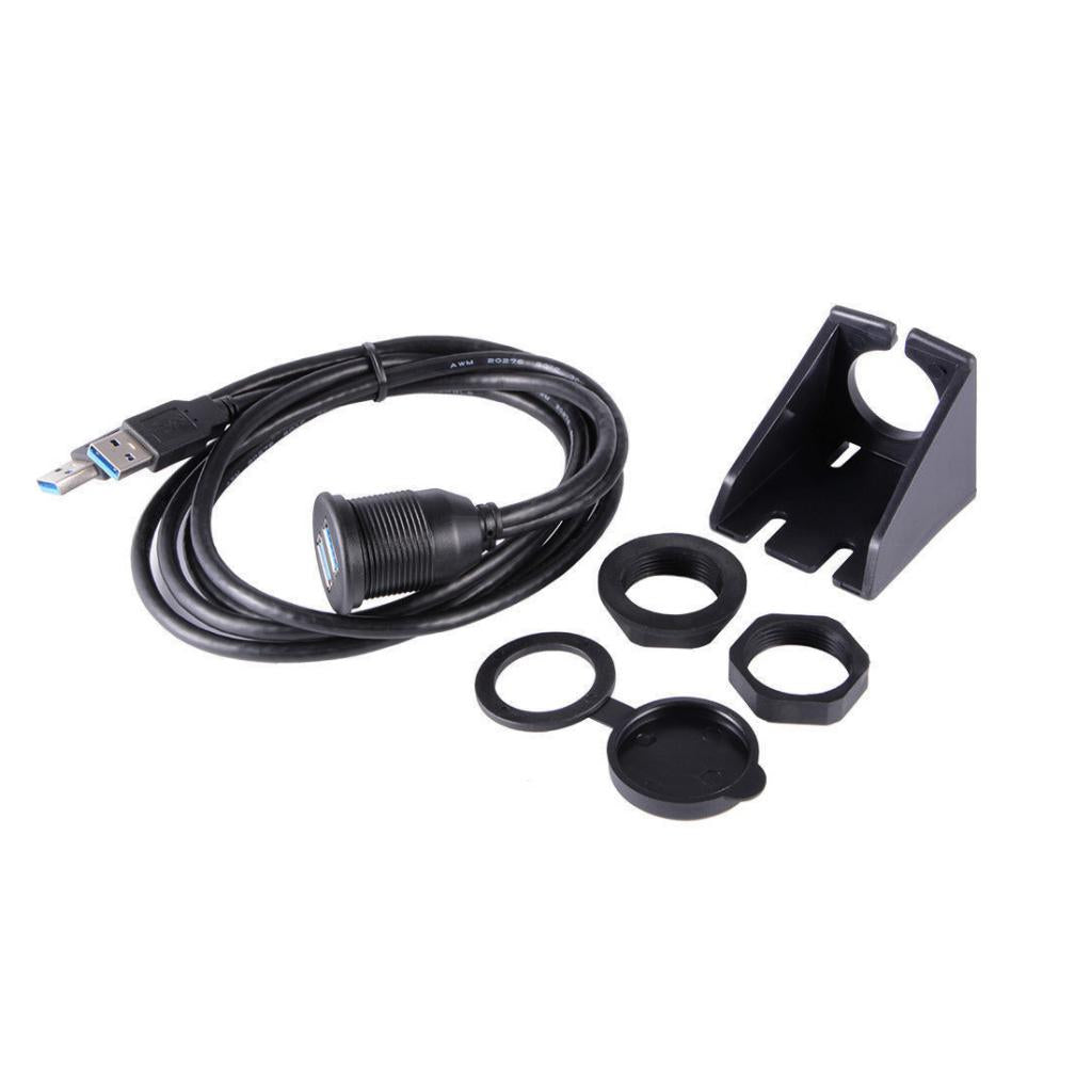 USB 3.0 Extension Flush Dash Panel Mount Cable For Car, Boat, Motorcycle