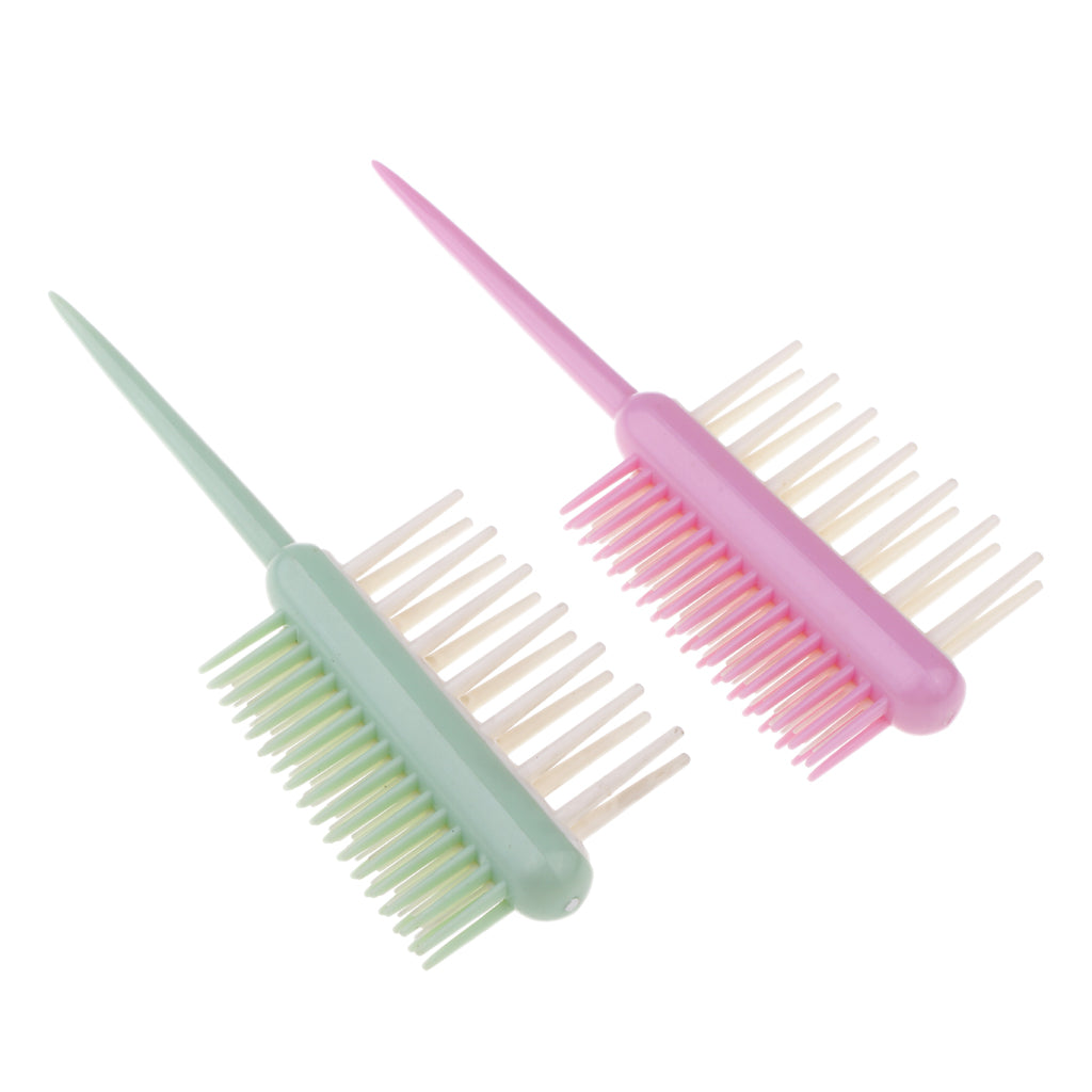 2pcs 2 Way Resin Straightener Curling Hair Comb Scalp Massage Brush Tail Tip