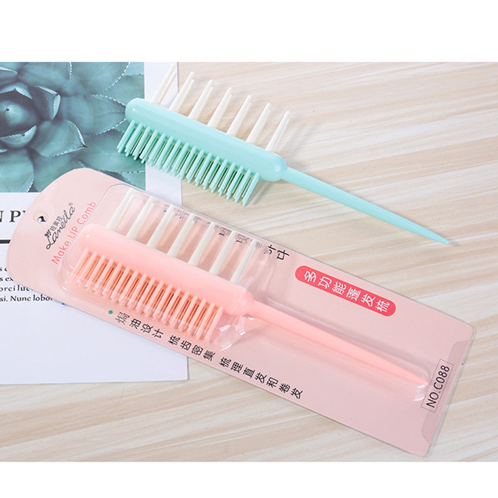 2pcs 2 Way Resin Straightener Curling Hair Comb Scalp Massage Brush Tail Tip