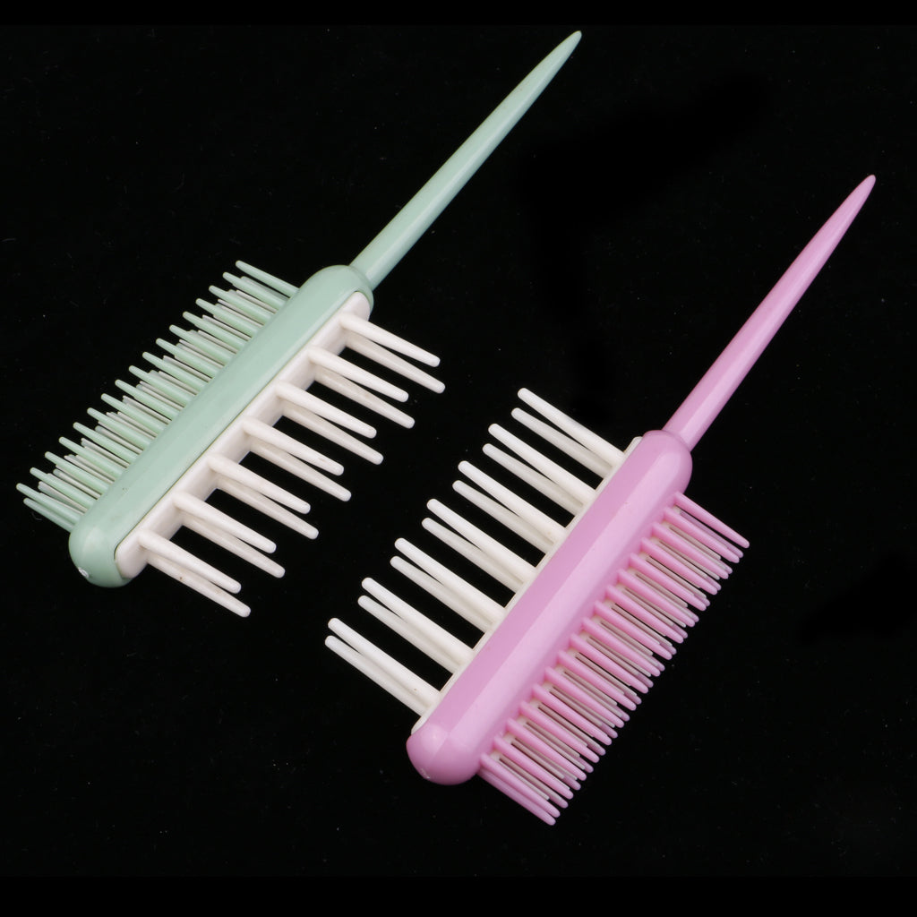 2pcs 2 Way Resin Straightener Curling Hair Comb Scalp Massage Brush Tail Tip