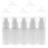 5 Pack Airless Pump Bottles- Empty Portable Cream Lotion Toner Cosmetic Toiletries Liquid Storage Containers Jar Pots with 5pcs Funnels (White) (15ml)